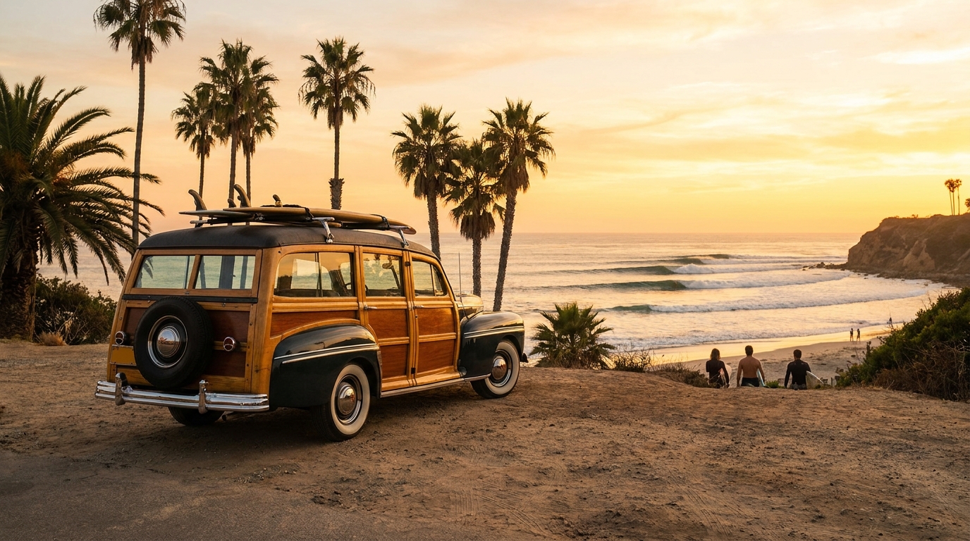 California — surfing and water sports article illustration