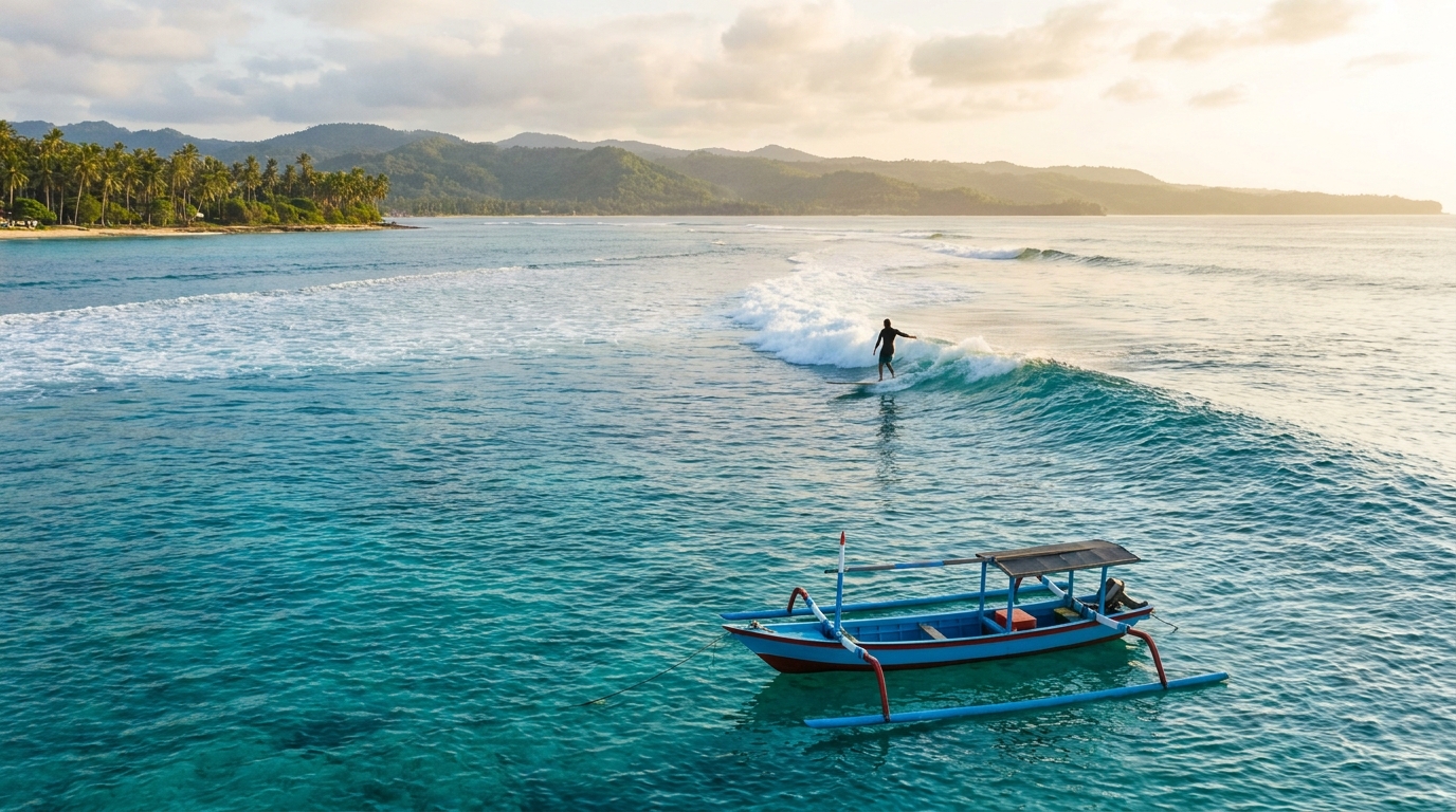 Indonesia — surfing and water sports article illustration