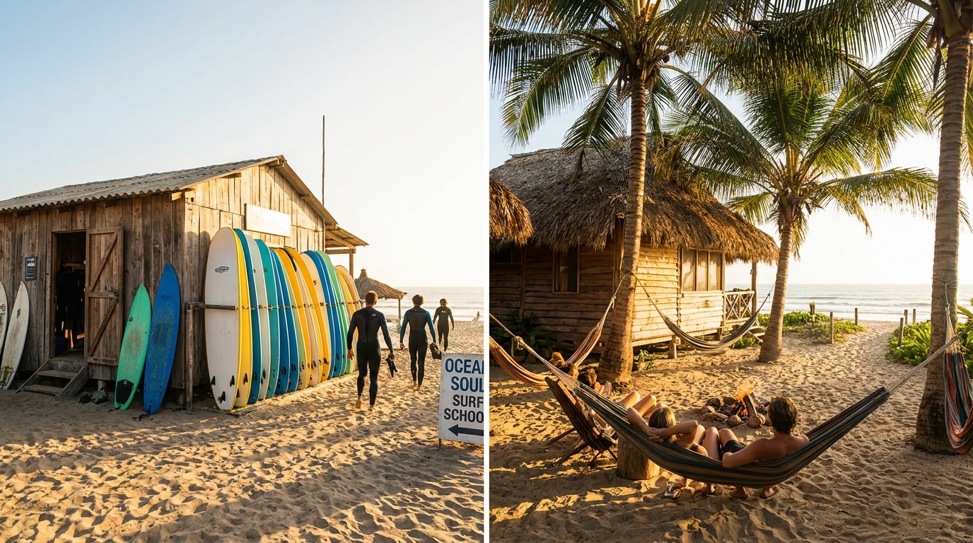 Surf camp vs surf school — surfing and water sports article illustration